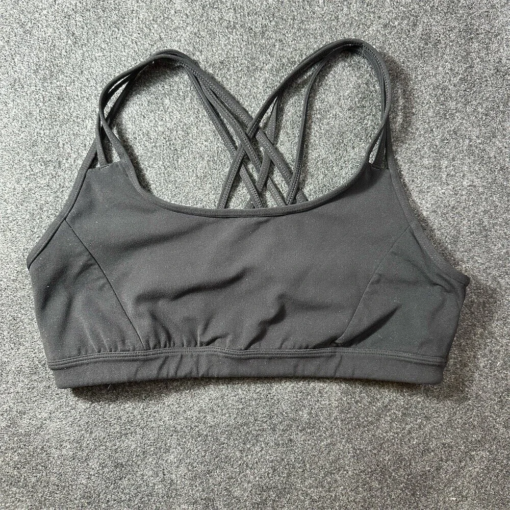 Athleta Sports Bra Womens Size M Black Strappy Crossback Removable Pads